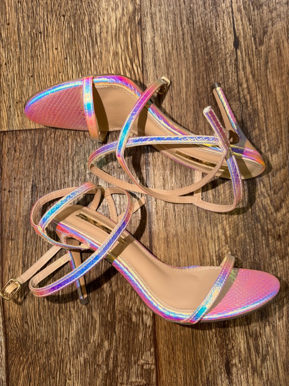 Iridescent Strappy Sandals